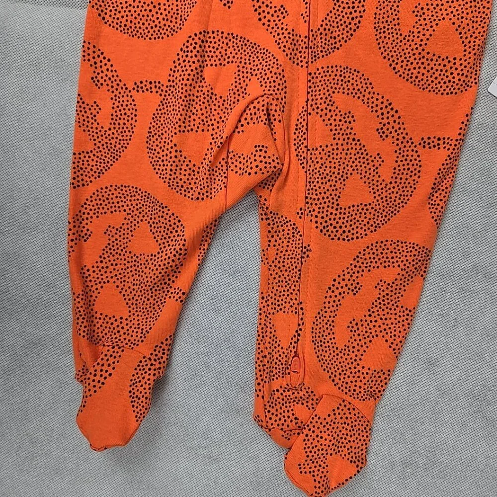 Carters Baby 6 mo Halloween Orange Long‎ Sleeve 1 piece Sleeper Pumpkin NEW